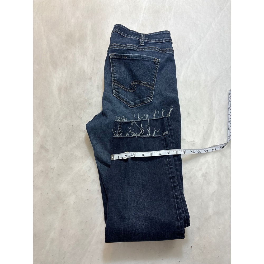 Silver Jeans Co Avery Straight Leg Jeans Dark Wash Frayed Hem Women's Size - Picture 12 of 12